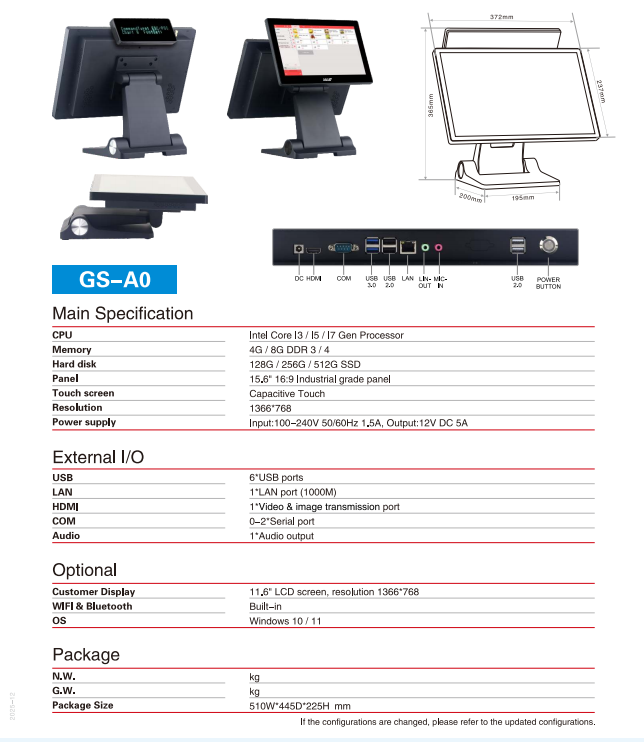 GS-A0 POS System Spec
