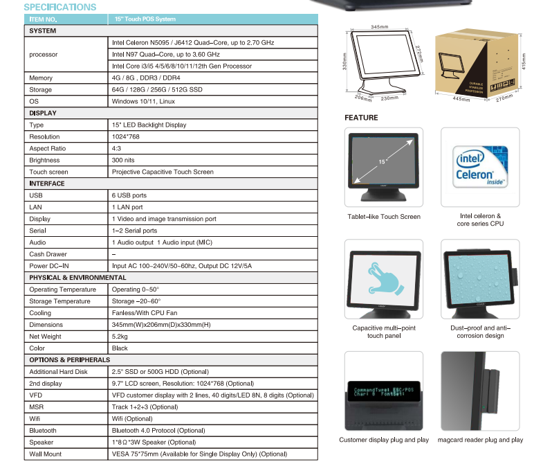 A3 touch pos system