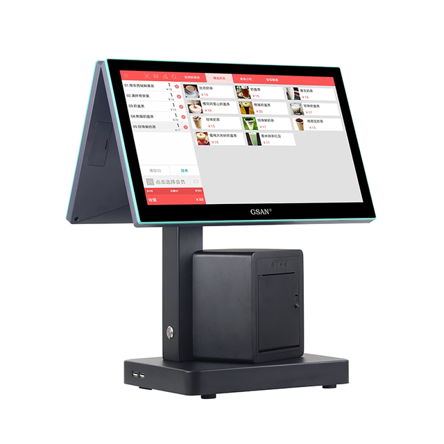 Metal Housing Dual Screen Capacitive Touch POS SYSTEM All in One with Built-in Printer And Barcode Scanner