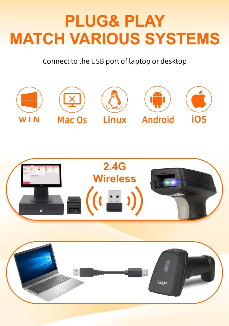 barcode scanner plug & play match various system