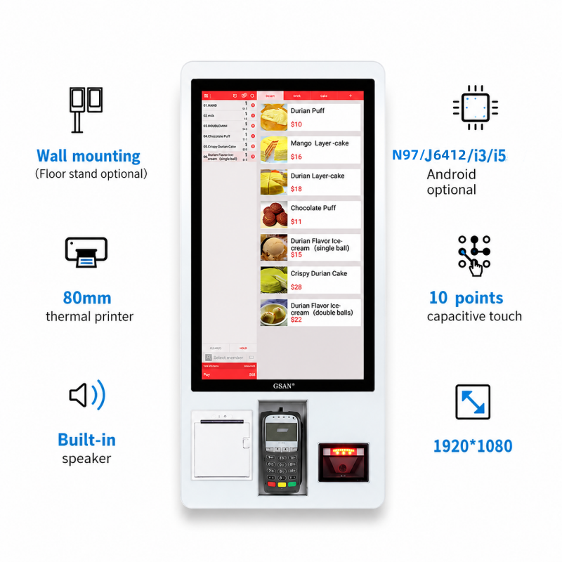 GS-Q1 Supermarket Self-service Touch Payment Machine POS System Kiosk