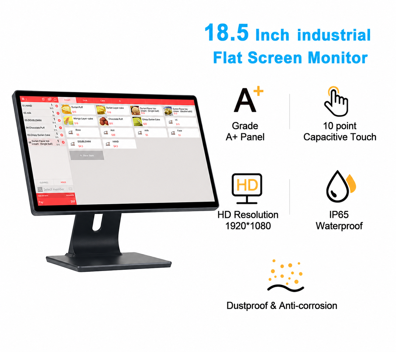 GS-A9 All in One Ultra-thin 18.5'' Touch Screen POS System For Supermarket